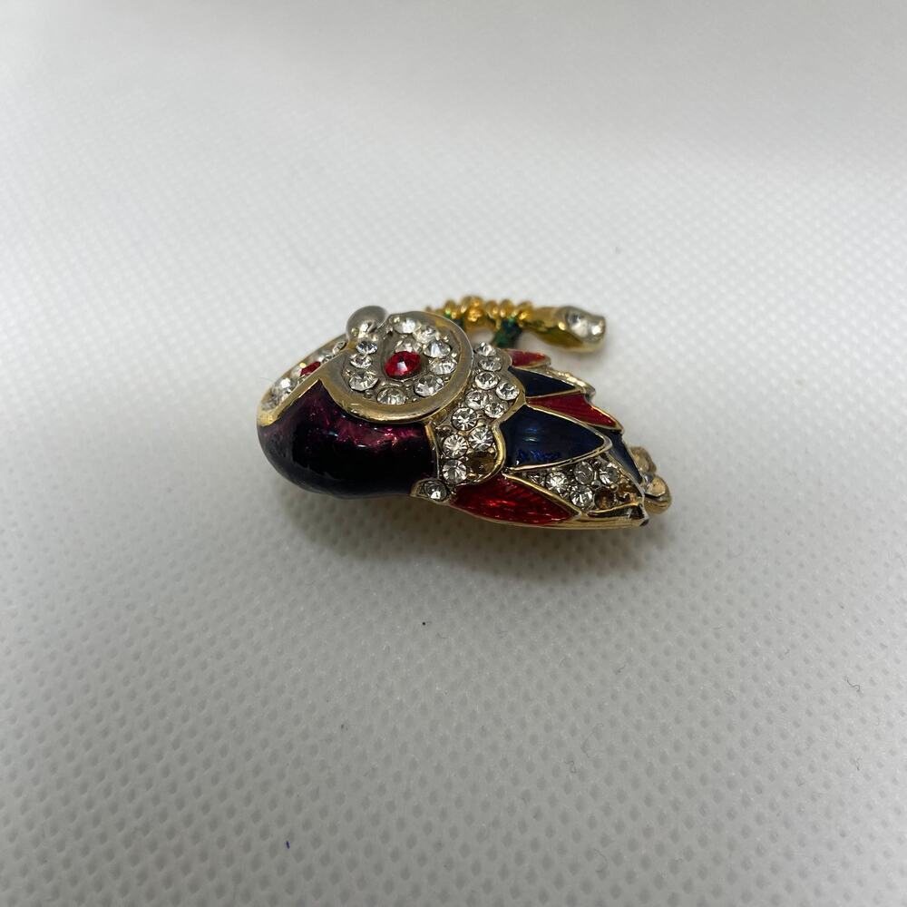 Unmarked Atwood & Sawyer 22ct Gold Plated Enamel Owl Brooch - Picture 4 of 4